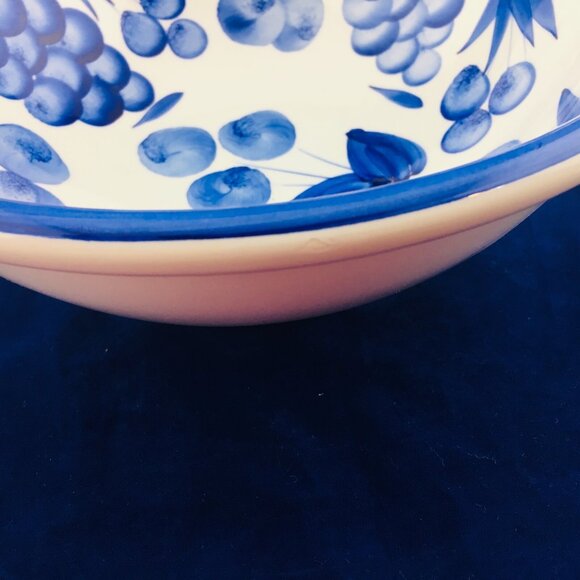 STOVIGLIERIE White Blue Fruit Trim Large Pottery Italy Round Serving Pasta Bowl - Picture 8 of 11